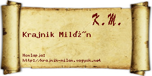 Krajnik Milán névjegykártya