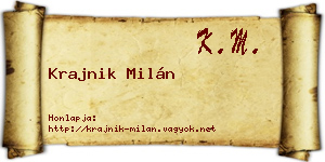 Krajnik Milán névjegykártya